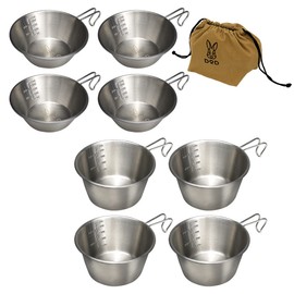 DOD SC4-763-SL Stainless Steel, 4 x Sierra Cups, 4 Deep Sierra Cups, Carrying Bag, 9 Piece Set, Silver Size: Approx. W 6.9 x D 4.9 x H 3.9 inches (17.5 x 12.5 x 10 cm)
