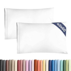 Pillowcases 40 x 60 cm, white, pack of 2, soft microfibre pillowcases, breathable, easy-care and wrinkle-free cushion covers, machine washable with envelope closure, Oeko-Tex