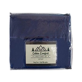 Everything Summer Camp Cabin Comfort - Cot Sheet for Camping and RV Cots - Fits All Cot Size Beds Comfortably -72 x 28 Inches - Super Soft (3 Piece Cot (Fitted, Flat, Pillowcase), Navy)