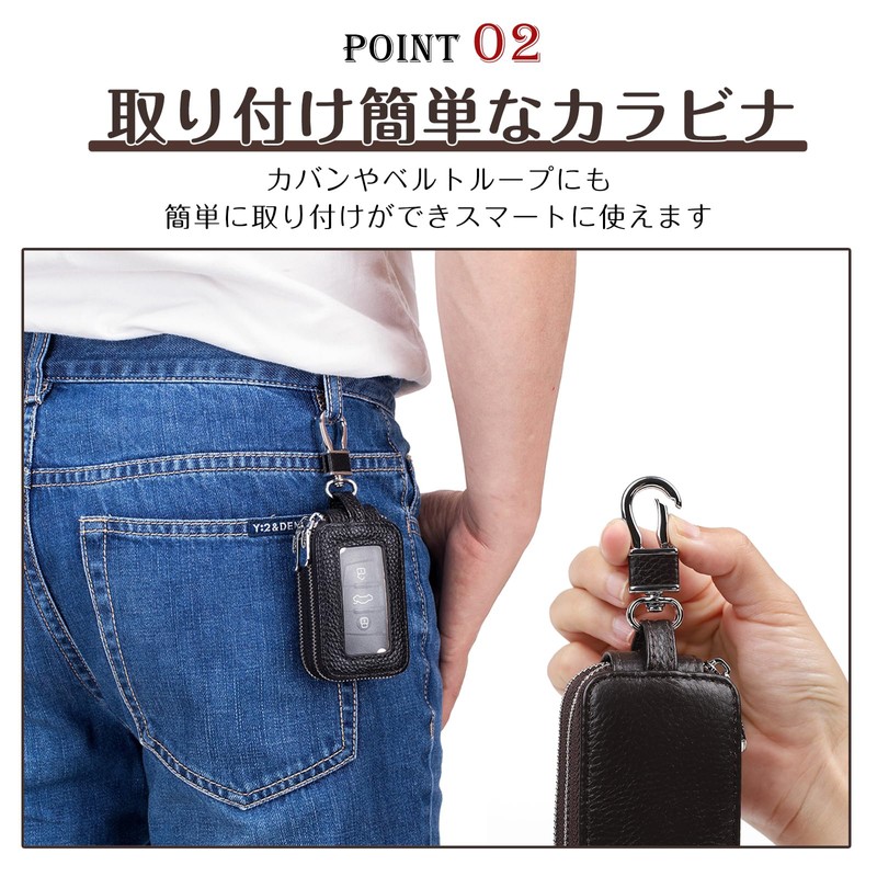 imeetu Key Case, Smart Key Case with Carabiner, 2 Rooms,