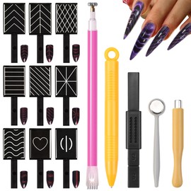 Nagel Magnet 14 Stück Cateye Magnet Nail Art Werkzeug Magnetstift Nagellack Magnet DIY Magic 3D Cat Eye Magnet für Katzenauge UV Gel Polnisch