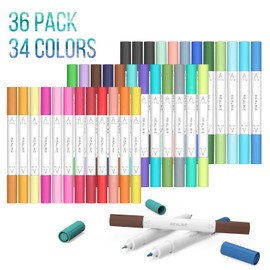 REALIKE Dual Tip Pens for Cricut Joy Accessories Tools Dual Tip Marker Pens Set of 36 Pack Assorted Writing Drawing Fine Point Pen Compatible with Cricut Joy Cutting Machine (0.4 Tip & 1.0 Tip)
