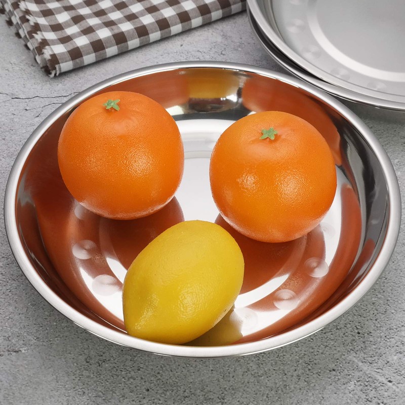 Parlynie Set of 4 Serving Plate, Dinner Plates, Stainless Steel