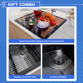 Davivy 21 inch Kitchen Sink Undermount Black, 10inch Deep Stainless Steel Single Bowl Workstation Prep Sinks for Kitchen(Undermount(21"Lx19"Wx10"D), Gunmetal Black)