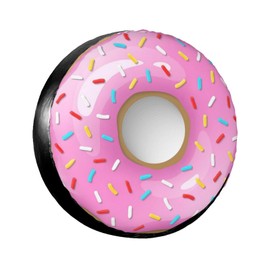 Funny Pink Donut Spare Tire Cover Doughnut Tire Wheel Covers Weatherproof Waterproof Wheel Tire Protector Dust-Proof Tyre Covers Universal Fit for Trailer RV SUV Travel Truck Off-Road Vehicle 15 Inch