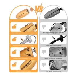 WEST LIGHT Shoe Stretcher Men,Pair of 4-Way Heavy Duty Beechwood Shoe Stretcher,Stretches Length & Width,Strong Metal Construction Shoe Stretcher for Mens Size 10-13