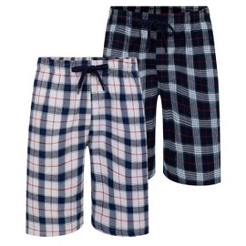 North East Mens 2 Pack Lounge Shorts Brushed Flannel Sleep PJ Night Shorts MultiPack M-2XL (Combo A - L)