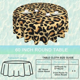 UIUPRO Leopard Print 60 inch Round Tablecloth,Animal Abstract Skin Circle Table Cover Stain Resistance Water Repellent Wrinkle-Free Table Cloth for Home Kitchen Dining Party Patio Indoor Outdoor