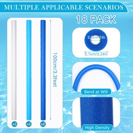VioraWhite 18 Pack Jumbo Pool Noodles 39 Inch Hollow Foam Pool Swim Noodle Bulk Bright Foam Swimming Noodles Floats Heavy Duty for Boys Girls Floating Swimming Craft Project(Classic)