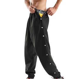 AUSTYLCO Men's Tear Away Basketball Pants Fully Open on Both Sides Snap Post-Surgery Sweatpants with Pockets for Knee Leg Hip Surgical