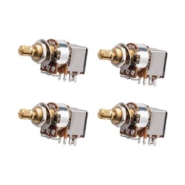 DIAO79NI 18-Spline Long Shaft B250K Push-Push Brass Potentiometer – 9.4mm Thread, Guitar Tone/Volume Control, (Set of 4)