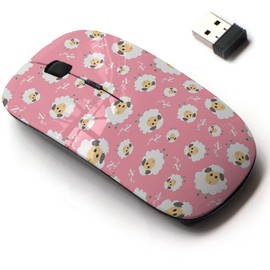 2.4G Wireless Mouse with Cute Pattern Design for All Laptops and Desktops with Nano Receiver - Cute Sheeps on Pink