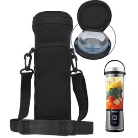NUENSS-ROR Portable Blender Carrying Case with Lid for Ninja BC151 Series, Flip Portable Blender Travel Insulated Sleeve with Adjustable Crossbody Strap and Pocket (Black)
