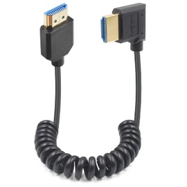 Duttek Cable HDMI de ángulo recto de 8 K de 1 pies a 4 pies, cable HDMI en espiral de 48 Gbps, cable HDMI extremo delgado macho a macho en espiral compatible con HDR dinámico, tiene resolución de 8 K