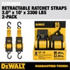 DEWALT DXBC9002 Black/Yellow 2” x 10’ Auto Retractable Ratchet Straps