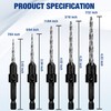 WORKPRO 5-Pack Countersink Drill Bit Set, M2 HSS, 4-Flute Design,