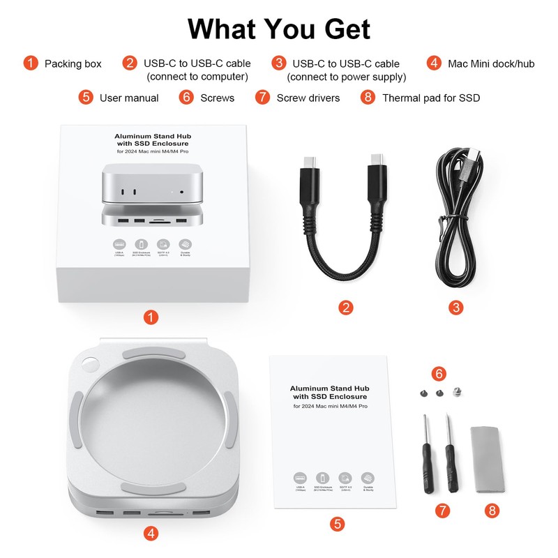 Qwiizlab Aluminum Stand Hub with SSD Enclosure, Docking Station for
