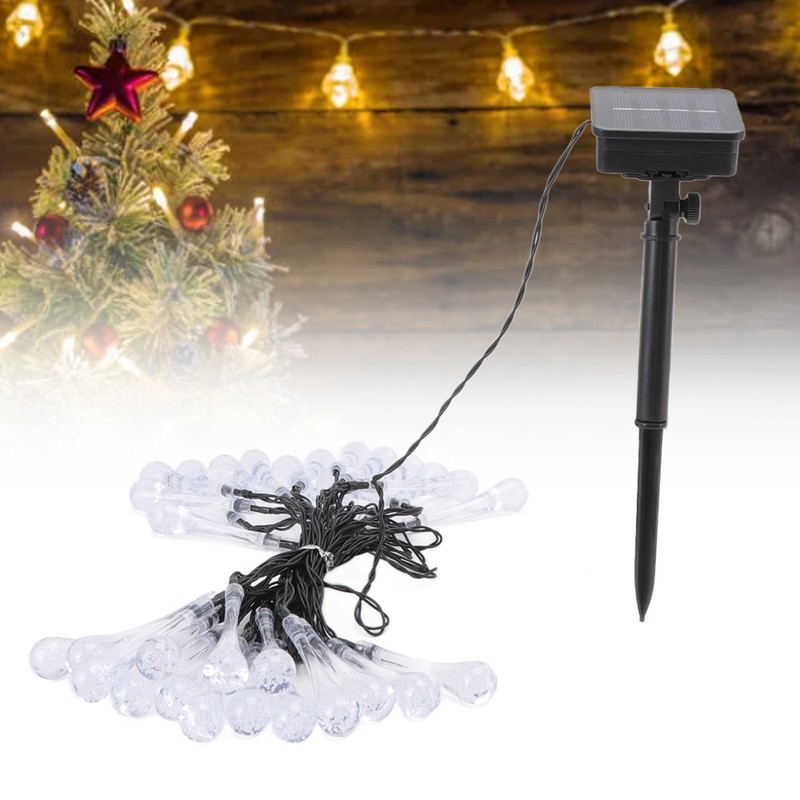 Solar Water Drop String Lights 21 Feet 30 LEDs Waterproof