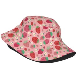 Strawberry Bucket Hat Summer Beach Fisherman Cap Packable Sun Hats