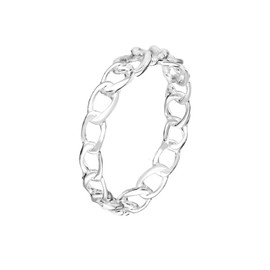 Savlano 925 Sterling Silver 4MM Chain Link Stackable Ring for Women. Comes in 5-9 Sizes with Gift Box-Made in Italy