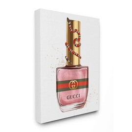 Stupell Industries Makeup Nail Polish Pink Gold Snake Fashion, Design by Artist Ziwei Li Wall Art, 16 x 20, Canvas