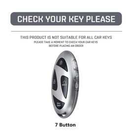 HERKIOCIO for Hyundai Key fob Cover,Heavy Car Key Case Protector Compatible with 2023 2024 2025 Hyundai Ioniq 6 Grandeur GN7 KONA Elanrtra Sonata Tucson Smart Key (7 buttton-silver)
