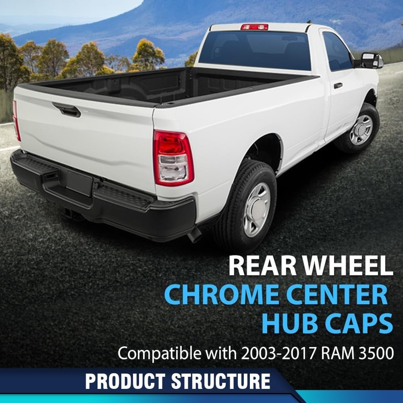 PIT66 Rear Wheel Center Hub Cap, Compatible with Dodge Ram