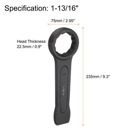 HARFINGTON Striking Wrench 1-13/16" 12-Point Flat Strike Wrench Slogging Ring Spanner Straight Handle Box End Striking Wrenches