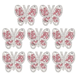 sourcing map 8Pcs Butterfly Rhinestone Patches Butterfly Iron-on Rhinestone Appliques Patches for Clothing Repair Decoration, 4x4.5cm, Pink
