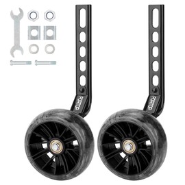 Bike Training Wheels, Pair of Heavy Duty Rear with Stabilizers Mounted Kit for Single Speed Bicycle with 12 14 16 18 20 Inch (Heavy Duty Black, 12inch-20inch)