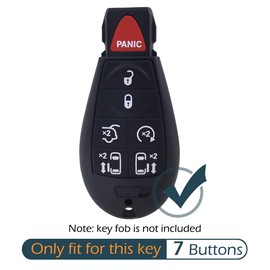 2Pcs Silicone Key Fob Cover Remote Case Keyless Protector Compatible with Dodge Challenger Charger Durango Grand Caravan Journey Magnum Ram Jeep Commander Grand Cherokee Chrysler Town Country 7Buttons