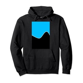 GEOMETRIC TWO TONE WAVE PATTERN DEEP SKY BLUE AND BLACK Pullover Hoodie