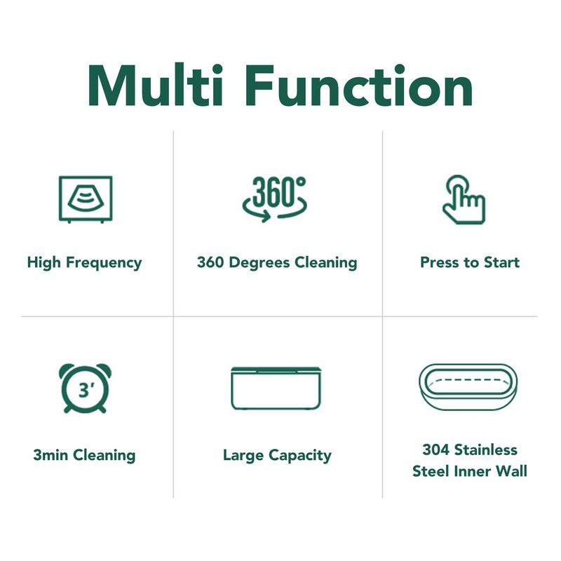 Eyeglass Cleaner 360ml 46kHz 18W High Frequency Easy Operation Portable