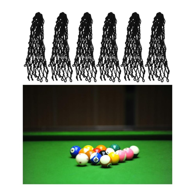 GYWHOOFT 6 PCS Billiards Nets Pool,Billiards Table Pocket, Black Table