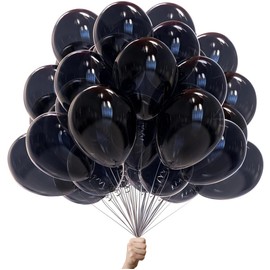 Black Balloons, 100% Pure Natural Latex, Premium Quality, Latex Party Balloons, Metallic Balloons, Birthday Decoration, Colourful Balloons 50