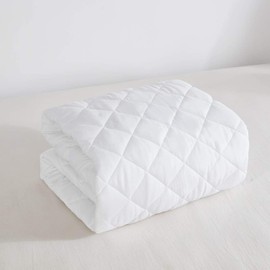 AR Ware Quilted Double Mattress Protector, Breathable - Anti allergy Mattress Topper 137x190 cm, Washable Fitted Deep Pockets Mattress Bed Cover 30cm (White)