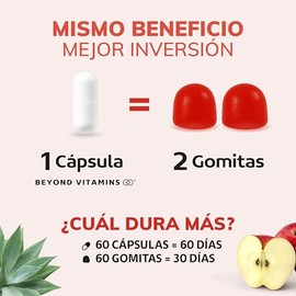 Vinagre de Manzana + Inulina de Agave | 60 Cápsulas de 500mg de Vinagre de Manzana + 100 mg de Inulina de Agave | 2x contenido vs gomitas y sin azúcar