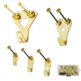 Picture Hooks, Heavy Duty Picture Hanger Set with Black Copper Cap Nails, 5 Sizes 10-100 lbs for Frames, Mirrors, Painting and Decoration, 25-Piece Set