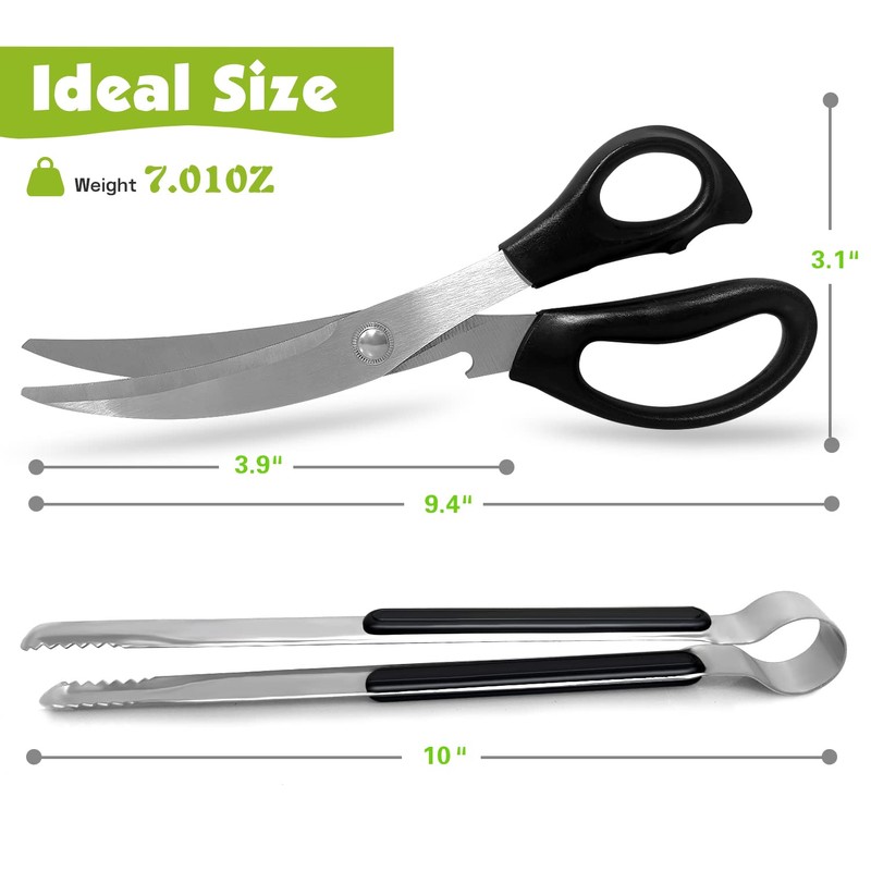 Kitchen Scissors, Korean Barbecue Sheras and Tongs Set,Kitchen Scissors for