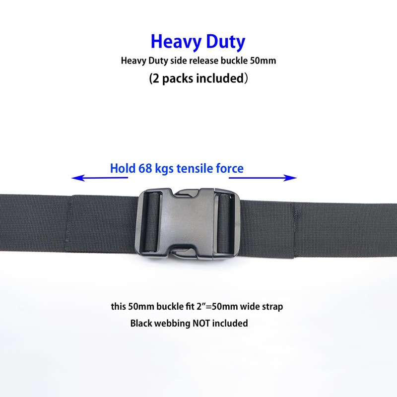 Ahijklmn Plastic Side Release Buckle Clips 50mm Heavy Duty Plastic