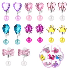 Grevosea 7 Pairs Clip on Earrings, Jewelry Dress Up Earrings Set No Pierced Jewelry Accessories for Party Favors Birthdays Day Gift Boxed (Pearl Style)