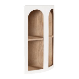 Kate and Laurel Elloree Modern Corner Shelf Cabinet for Storage and Display, 16 x 11 x 24, White and Natural, Transitional Corner Storage for Use as Living Room Shelving or Bedroom Storage Design