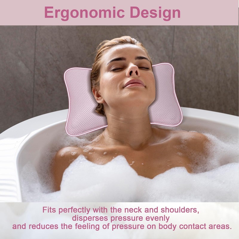 3D Bath Pillow for Bathtub - Breathable Mesh Tub Pillow