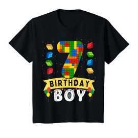 Kids 7 Year Old Building Blocks Master builder 7th Birthday Boy T-Shirt