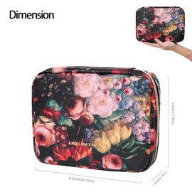 Angelina's Palace Large Jewelry Organizer Case Bridesmaid Gifts Vegan Leather Waterproof Travel Jewelry Storage Bag for Necklace Earring Bracelet Ring(blossom victorian)