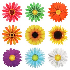 Summer Sunflower Cutouts, BENBO 45Pcs Spring Sunflower Wall Decals Paper Gerbera Daisy Bulletin Board Decoration Springtime Flower Cutouts Set with Glue Point Dots for Classroom