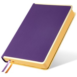 bibiage Hardcover Notebook with Golden Edges - Faux Leather Journal, Metal Corner Protectors, 8.8 x 6.3 Inches, 256 Pages Thick Paper, Lined Pages for Writing, Work, Study - Purple