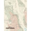 California 14ers Checklist Map 18x24 Poster (Tan)