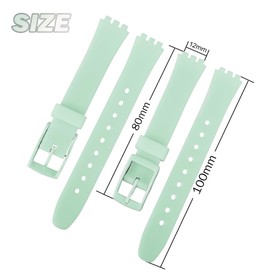 Replacement 12mm Waterproof Silicone Rubber Watch Strap Watch Band for Swatch (Mint Green)