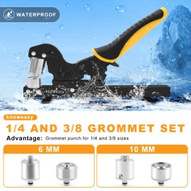 Knoweasy Grommet Tool Kit: 3/8 Inch Handheld Plier with 1/4 Inch Interchangeable Die, Versatile 10mm and 6mm Punch Eyelet Tools for Fabric, Tarps, Leather